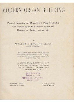 Walter Lewis, Thomas Lewis - Modern Organ Building, London 1956 antikvár könyv