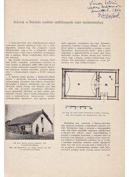 Vajkai Aurél - Adatok a Balaton melléki szőlőhegyek népi építkezéséhez (Dedikált), Veszprém 1963 antikvár könyv