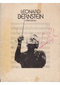 Bernstein, Leonard - Leonard Bernstein (1918–1990) amerikai zeneszerző, karmester aláírása és portréja (1976)