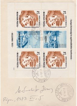 Kádár János - Kádár János (1912–1989) saját kezű aláírása postabélyegzett levélborítékon (1973), Veszprém 1973 antikvár könyv