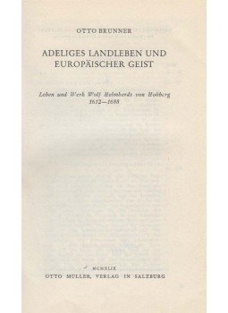 Brunner, Otto - Adeliges Landleben und europäischer Geist, Salzburg 1949 antikvár könyv