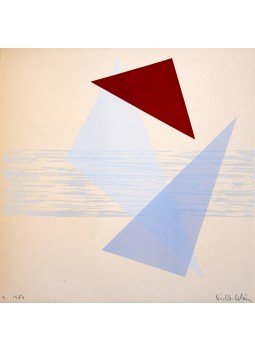  - Nádler István (1938–) neoavantgárd festő négy, saját kezűleg aláírt, számozott szitanyomata,  1980 antikvár könyv