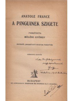 Anatole France - A pinguinek szigete Anatole France - A pinguinek szigete, Budapest 0 antikvár könyv