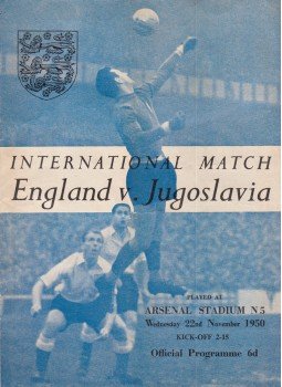  - International Match England v. Jugoslavia (1950) [Műsorfüzet], London 1950 antikvár könyv