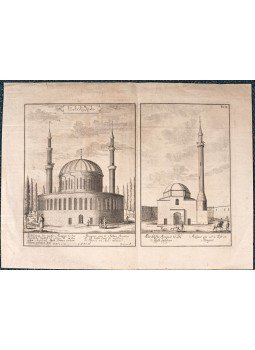  - A pesti török mecset látképe a bursai dzsámival közös lapon (Rézmetszet)&nbsp;(1721), Bécs 1721 antikvár könyv