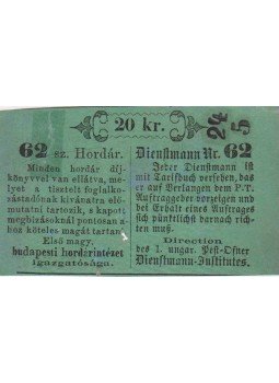  - Hordár biztosítási bárca 20 korona értékben, Budapest 1862 antikvár könyv