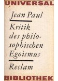 Jean Paul - Kritik des philosophien Egoismus