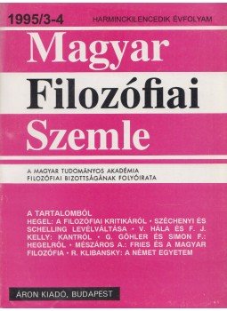 Áron László - Magyar filozófiai szemle 1995/3-4 Áron László - Magyar filozófiai szemle 1995/3-4, Budapest 1995 antikvár könyv