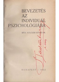  - Bevezetés az individuálpszichológiába, Budapest 1932 antikvár könyv