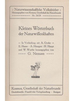 G. Niemann - Kleines Wörterbuch der Naturwissenschaften, Stuttgart 0 antikvár könyv