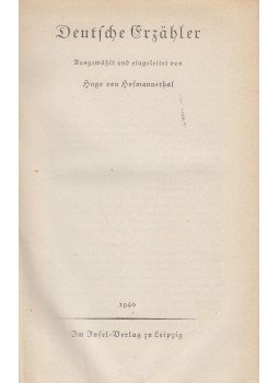Hugo von Hofmannsthal - Deutsche Erzähler Hugo von Hofmannsthal - Deutsche Erzähler, Leipzig 1940 antikvár könyv