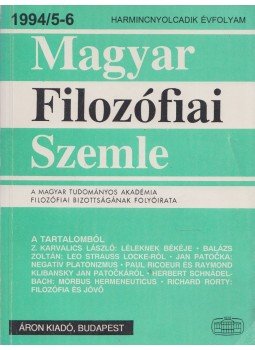 Lendvai L. Ferenc - Magyar Filozófiai Szemle 1994/5-6 Lendvai L. Ferenc - Magyar Filozófiai Szemle 1994/5-6, Budapest 1994 antikvár könyv