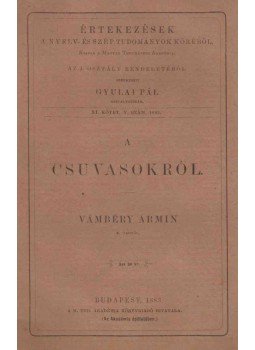 Vámbéry Ármin - A csuvasokról Vámbéry Ármin - A csuvasokról, Budapest 1883 antikvár könyv