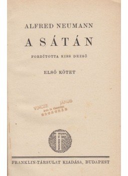 Alfred Neumann - A sátán I-II., Budapest 0 antikvár könyv