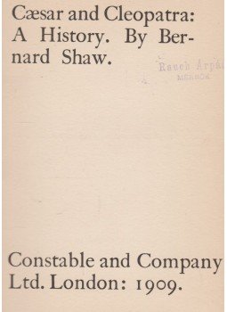 Shaw, George Bernard - Caesar and Cleopatra Shaw, George Bernard - Caesar and Cleopatra, London 1909 antikvár könyv