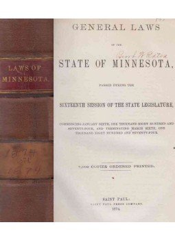  - Laws of the State of Minnesota, Saint Paul 1874 antikvár könyv