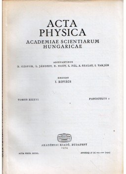 Kovács István - Acta Physica Tomus XXXVI Fasciculus 2 Kovács István - Acta Physica Tomus XXXVI Fasciculus 2, Budapest 1974 antikvár könyv