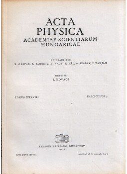 Kovács István - Acta Physica Tomus XXXVIII Fasciculus 3 Kovács István - Acta Physica Tomus XXXVIII Fasciculus 3, Budapest 1975 antikvár könyv