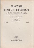 Jánossy Lajos - Magyar fizikai folyóirat XIX. kötet 6. füzet