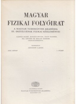 Jánossy Lajos - Magyar fizikai folyóirat XXII. kötet 1. füzet, Budapest 1974 antikvár könyv
