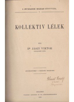 Dr. Jászi Viktor - Kollektív lélek, Budapest 1904 antikvár könyv