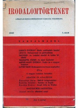 Waldapfel József - Irodalomtörténet 1949/1. Waldapfel József - Irodalomtörténet 1949/1., Budapest 1949 antikvár könyv