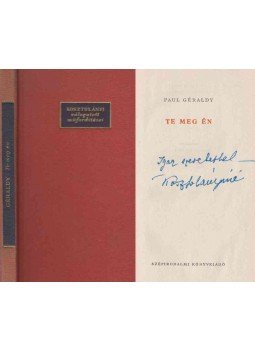 Paul Géraldy - Te meg én (Kosztolányiné által aláírt), Budapest 1957 antikvár könyv