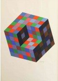 Victor Vasarely - Lebegő színes kockák