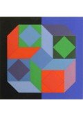 Victor Vasarely - Zöld-piros-kék térkompozíció