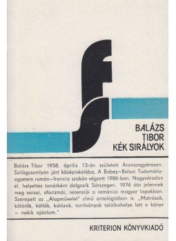 Balázs Tibor - Kék sirályok (dedikált) Balázs Tibor - Kék sirályok (dedikált), Bukarest 1987 antikvár könyv