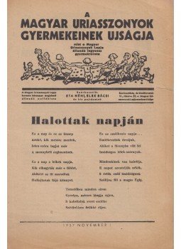  - A Magyar Uriasszonyok Gyermekeinek Ujságja 1937. november 1., Budapest 1937 antikvár könyv