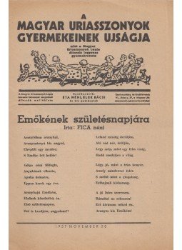  - A Magyar Uriasszonyok Gyermekeinek Ujságja 1937. november 20., Budapest 1937 antikvár könyv