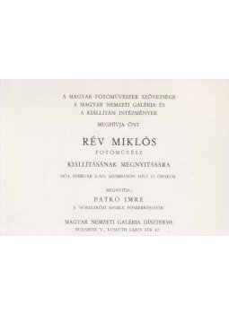  - Rév Miklós kiállítási meghívó 1974. Február 2., Budapest 1974 antikvár könyv