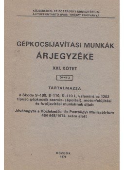  - Gépkocsijavítási munkák árjegyzéke XXI. kötet,  1975 antikvár könyv