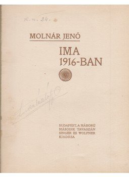 Molnár Jenő - Ima 1916-ban Molnár Jenő - Ima 1916-ban, Budapest 1916 antikvár könyv