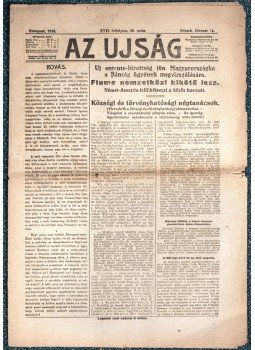  - Az Ujság. Politikai napilap (1919. február 14.), Budapest 1919 antikvár könyv