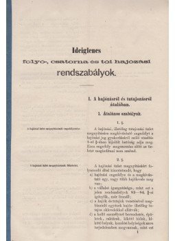  - Ideiglenes folyó-, csatorna és tói hajózási rendszabályok, Budapest 1869 antikvár könyv