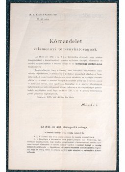  - A belügyminiszer körrendelete az országcímer és a nemzeti lobogó kifüggesztéséről (1895), Budapest 1895 antikvár könyv