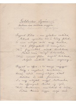  - Csengeri János filológus autográf születésnapi ódája Goldziher Ignác számára (1910), Kolozsvár 1910 antikvár könyv