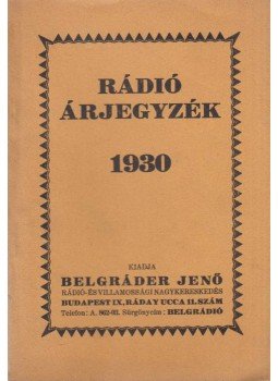  - Rádió árjegyzék 1930., Budapest 1930 antikvár könyv