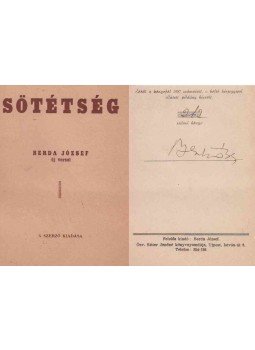 Berda József - Sötétség (aláírt) Berda József - Sötétség (aláírt), Budapest 1939 antikvár könyv