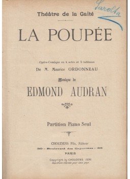 Edmond Audran - La poupée Edmond Audran - La poupée, Párizs 1896 antikvár könyv