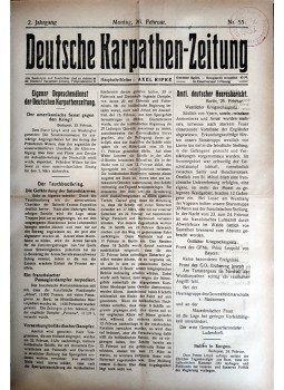  - Deutsche Karpathen-Zeitung. I–II. Jahrgang (1916–1917), Máramarossziget 1916 antikvár könyv