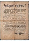 Horthy Miklós - Budapest népéhez! Magyarország legszégyenteljesebb korszaka után [Plakát] (1919)