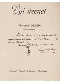 Lengyel István - Égi üzenet (Dedikált), Budapest 1922 antikvár könyv