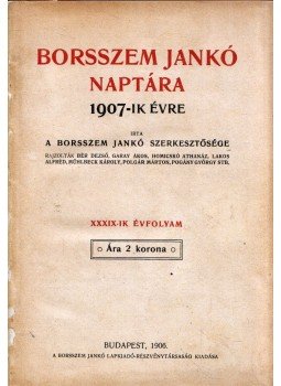  - Borsszem Jankó naptára 1907-ik évre, Budapest 1906 antikvár könyv