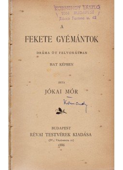 Jókai Mór - A fekete gyémántok, Budapest 1886 antikvár könyv