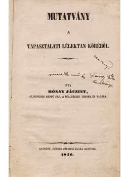 Rónay Jácint - Mutatvány a tapasztalati lélektan köréből Rónay Jácint - Mutatvány a tapasztalati lélektan köréből, Győr 1846 antikvár könyv