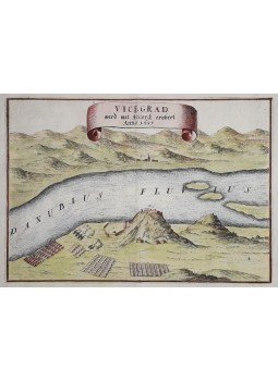  - Az 1685-ben ostromlott Visegrád látképe Matthäus Merian „Theatrum Europaeum” című monumentális művéből (1691), Franckfurt am Mayn 1691 antikvár könyv