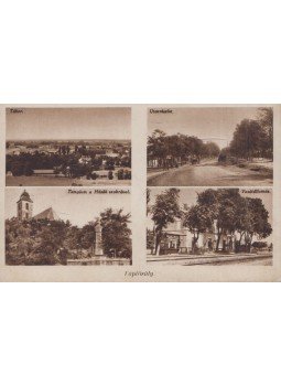 - Tápiósüly - Tábor, utcarészlet, templom a Hősök szobrával, vasútállomás (képeslap) - Tápiósüly - Tábor, utcarészlet, templom a Hősök szobrával, vasútállomás (képeslap), 0 antikvár könyv
